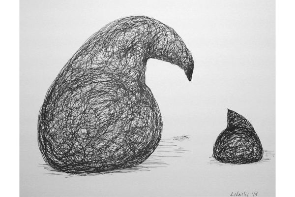 Drawn into Life I, ink on Canson Bristol, 12x9 in.